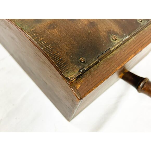 Antique Coal Scuttle Hammered Copper Lid Wood Box Handle Fireside Hod Kindling - Picture 7 of 10